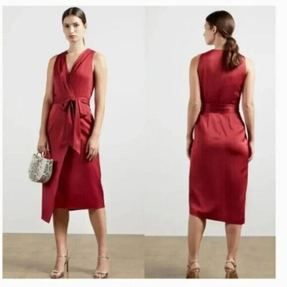 Ted Baker London Chrisey Fixed Wrap Midi Prom Dress Size 4 Like NEW - Picture 2 of 9
